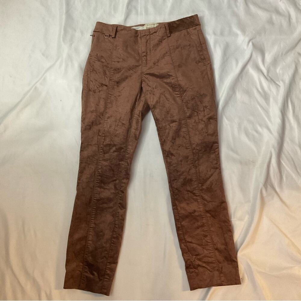 Anthropologie The Essential Slim Brown Pants 0 Casual  Boho Slow Fashion Preppy - Picture 3 of 11